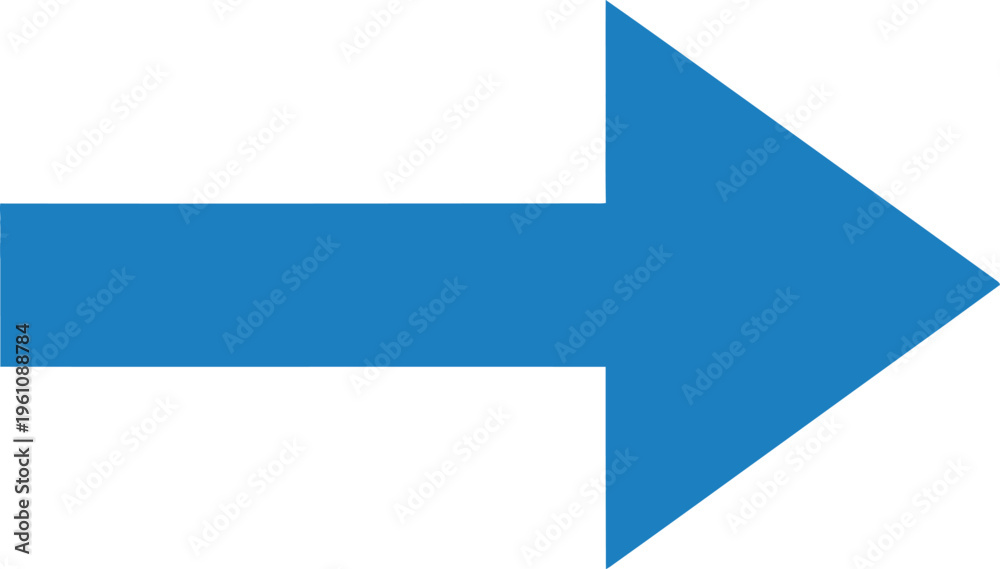 Obraz premium Solid blue right arrow symbol on white background