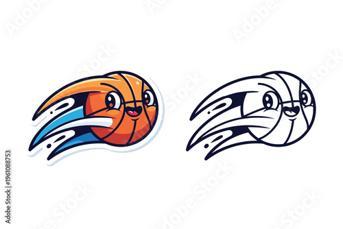 Cartoon volleyball and mummy heads with smiling faces for sports or Halloween designs