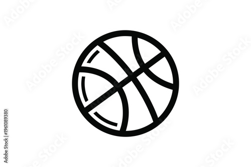 Black and white illustration of a basketball on a plain background