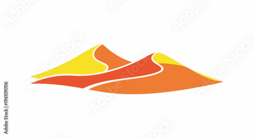 Stylized desert landscape with rolling dunes in warm colors