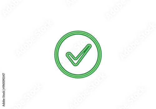 Green check mark outline icon - positive confirmation and task success symbol with line art
