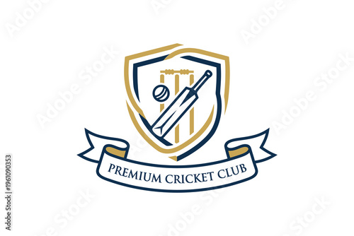 Premium Cricket Club Logo Design with Shield and Bat