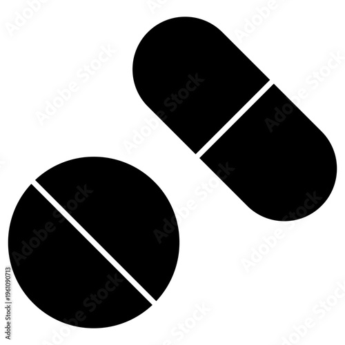 pill and capsule drugs logo icon