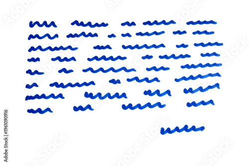 Doodle drawn with a blue marker on a white background.