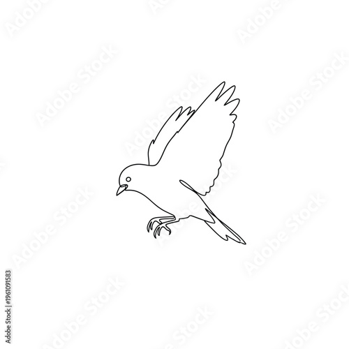 Crow bird flying line icon vector illustration isolated on transparent background art work.