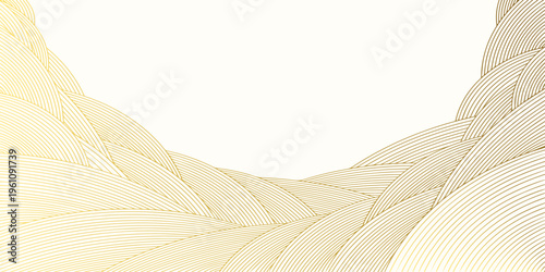 Vector art deco wavy luxury pattern, wave line japanese style background. Organic dynamic pattern, texture for print, wall art, packaging design.