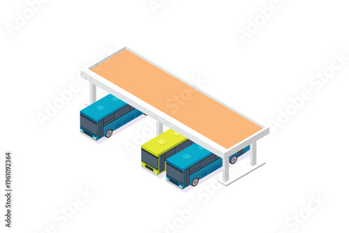 Isometric Bus Terminal Station