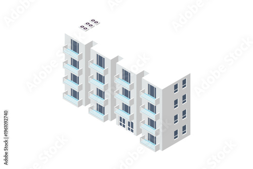 Isometric White Residential Building Complex