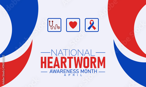 National Heartworm Awareness Month April with Medical Icons with Pet Health