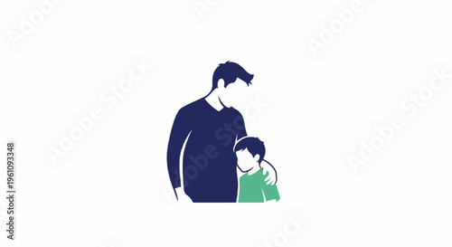Silhouette of a parent embracing a child