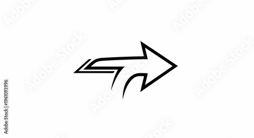 Stylized black arrow with motion blur effect pointing right