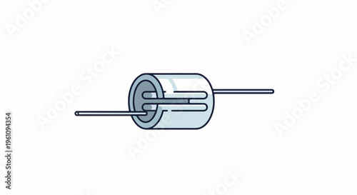 Simplified illustration of a cylindrical electronic component with leads