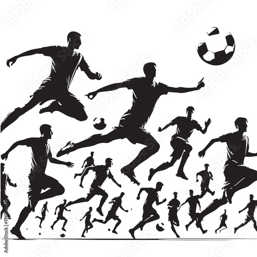 Black Football match Silhouette Vector, High Quality Illustration on White Background