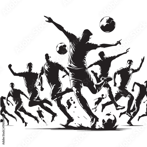 Black Football match Silhouette Vector, High Quality Illustration on White Background