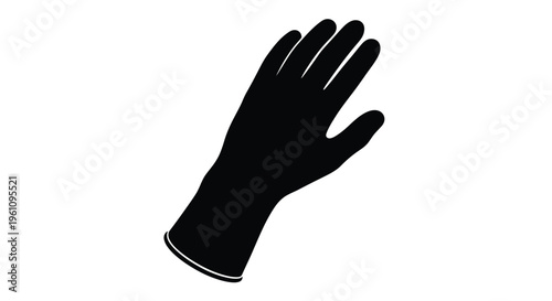 A black silhouette of a single hand wearing a glove