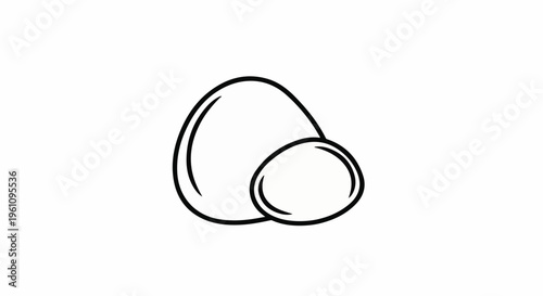 Simple black and white line drawing of two eggs