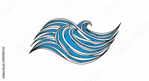 Stylized blue and white abstract waves flowing in a dynamic pattern