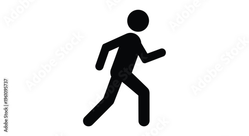 Simple black silhouette of a person actively running forward