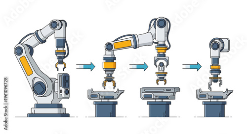 Automated industrial robotic arm assembling complex components on a modern production line, showcasing advanced manufacturing technology and process optimization