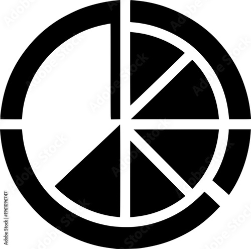 Financial Insights: A simple pie chart representation, suitable for visualising data. A stark, clean and modern graphic for concepts of finance, data, and analytics. 