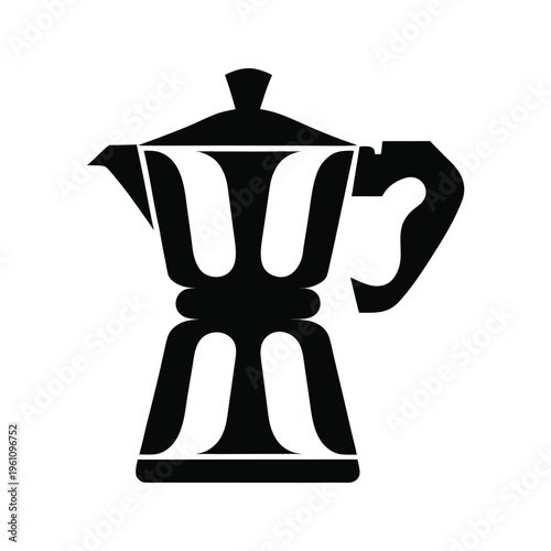 Silhouette of a moka pot (espresso maker). isolated on White Background