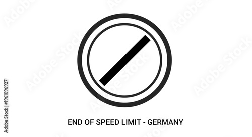 Clear graphic illustration of a traffic sign marking the end of a speed limit, signifying unrestricted driving conditions on a public road or highway
