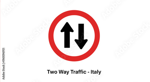Essential road sign indicating two-way traffic flow, providing clear visual guidance for drivers on roadways with opposing directions, emphasizing road safety and regulation