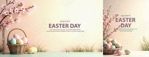 Elegant easter day background, Decorative happy easter day background for website, social media template