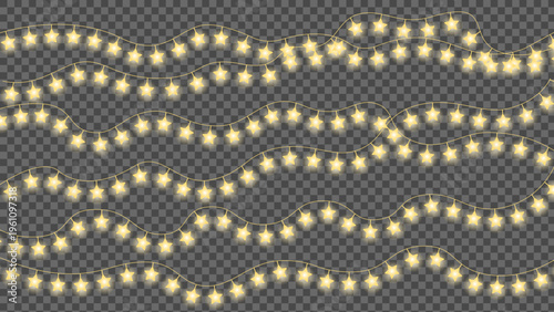 Golden star confetti isolated on transparent background for celebration