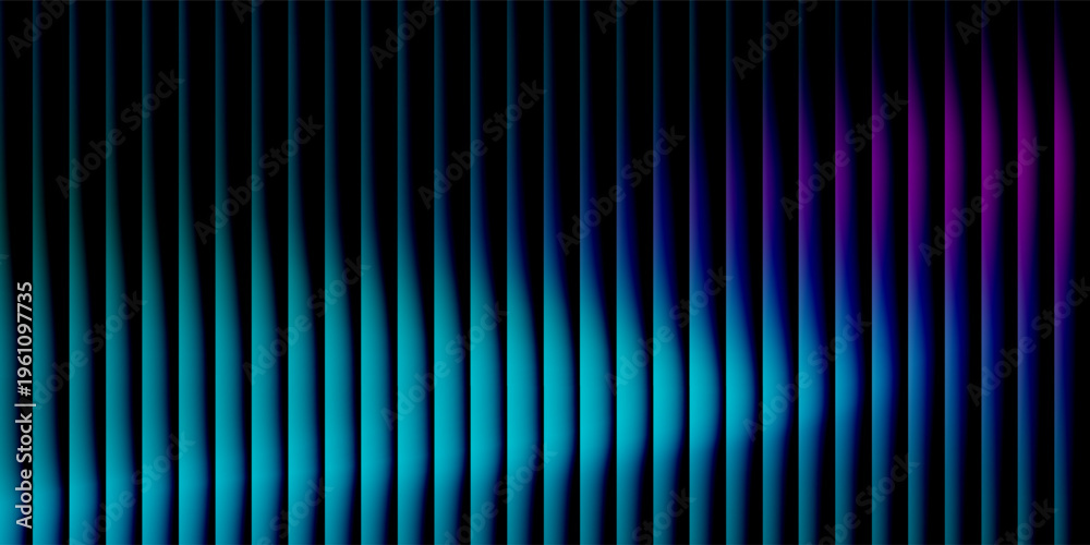 Fototapeta premium Abstract futuristic background with vertical glowing wave bars, soft neon glow