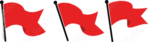 Cartoon red flags, warning symbol, danger alert, vector illustration, waving flag design, caution sign, risk marker, hazard icon, safety concept, alert graphic