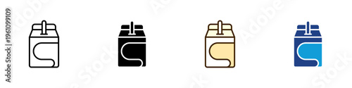 Juice Box Multiple Style Icon Design Vector - Juice box representing packaged beverage, school drink supply, and portable refreshment consumption