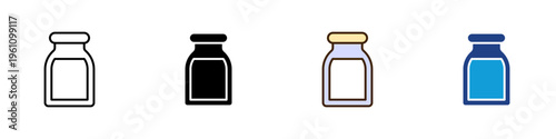 Milk Bottle Multiple Style Icon Design Vector - Milk bottle representing dairy product storage, beverage consumption, and grocery supply