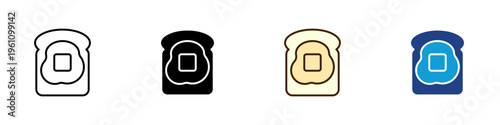 Buttered Bread Multiple Style Icon Design Vector - Bread slice with butter representing simple breakfast meal, baked food serving, and daily snack