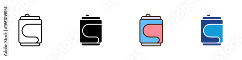 Soda Can Multiple Style Icon Design Vector - Soda can representing carbonated beverage, refreshment drink, and packaged soft drink consumption