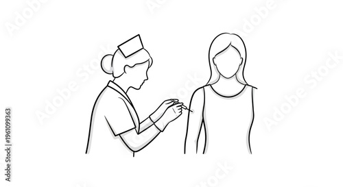 Nurse giving woman a vaccination.