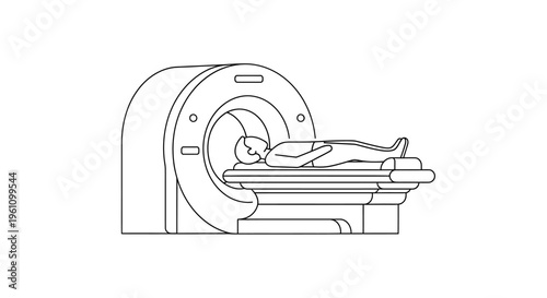 Person lying on MRI medical machine.