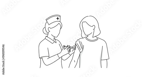 Nurse giving injection to patient.