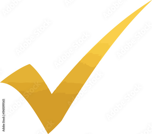 Elegant golden textured check mark symbol of approval