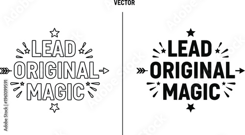 Creative Lead Original Magic typography design with stars and arrows