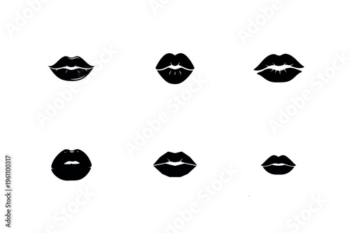 Female Lips Silhouette Vector Icon Set Design