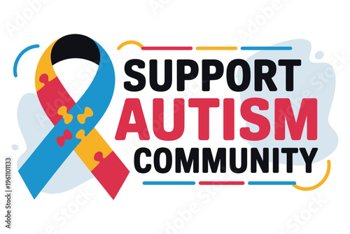 Autism awareness ribbon puzzle pieces support autism community inclusion acceptance understanding neurodiversity diversity kindness compassion empathy unity
