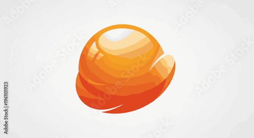 Shiny, abstract, orange sphere with smooth, curved layers