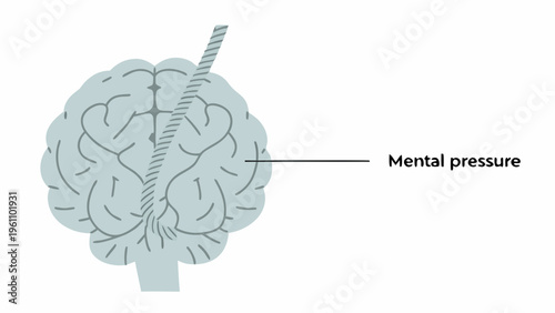 Brain, mental pressure, stress, anxiety, vector illustration