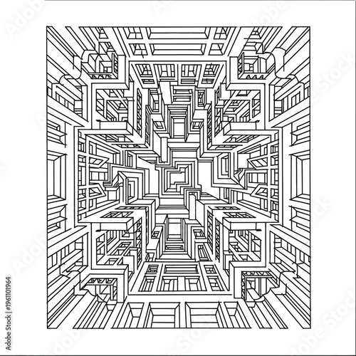 Abstract three dimensional optical illusion geometric pattern
