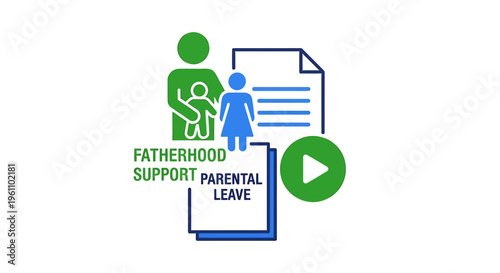 Parental leave icons, fatherhood support symbols, family care vector graphics