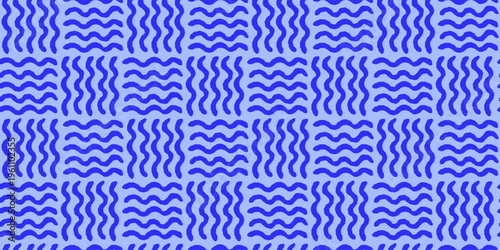 Vector seamless pattern in hand drawn doodle sketchy style with ocean waves, surf posters, banners for summer sea side vacation backgrounds and prints