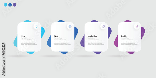 Modern minimalist, elegant, clean, circular steps, editable infographic design template