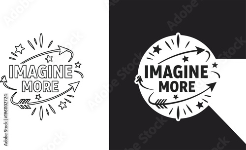 Imagine more text design outline and solid