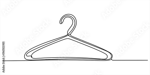 Continuous one line drawing of a clothes hanger icon isolated on a white background. Vector, illustration